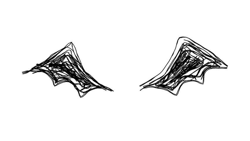 Devil wings doodle line drawing illustration. Hand-drawn icon video with moving lines. Looping 4K animation