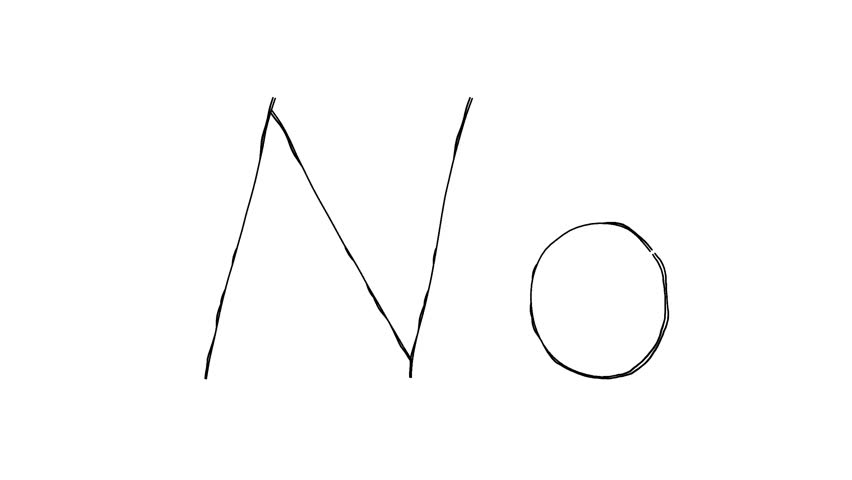 Doodle line drawing illustration of the letter "No." Hand-drawn icon animation with moving lines. Looping 4K animation