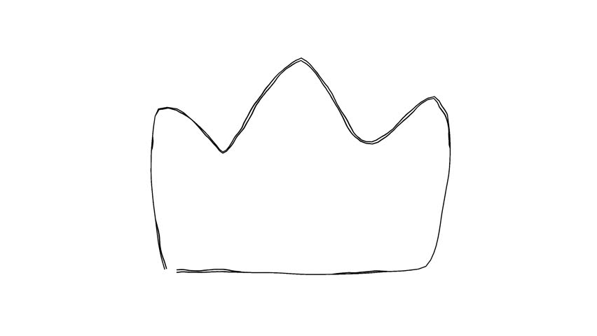 A loose crown doodle line drawing illustration. A hand-drawn icon video with moving lines. A looping 4K animation
