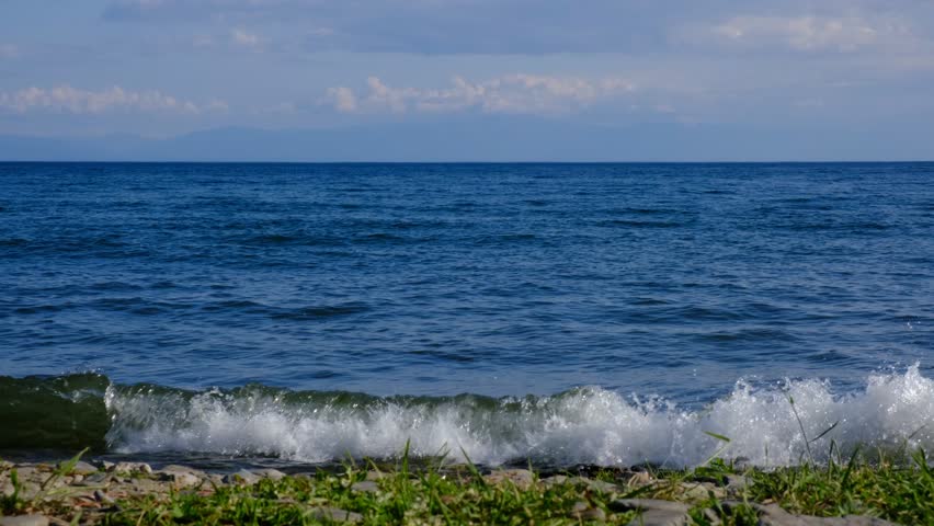 Calm open sea, tranquil ethereal view. Empty template for text. Harmony, relax, meditating and mental health concept. Dreamy scenery	