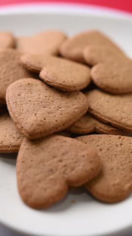 Heart Shaped Valentine Cookies Rotating on Plate
