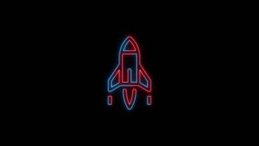 neonlit rocket ship icon with red and blue glow - Powered by Shutterstock - Get 15% off with code: PIKWIZARD15