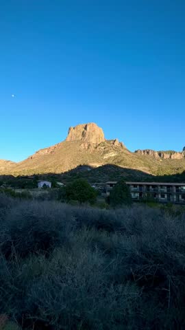 Trailhead of the Window View Trail with Golden Hour Mountains (Big Bend National Park, Texas, USA)