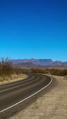 Highway in the American Southwest with Colorful Landscape (Big Bend National Park, Texas, USA)