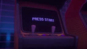 Retro Arcade Machine With Glowing Press Start Screen in Neon Lights - Powered by Shutterstock - Get 15% off with code: PIKWIZARD15