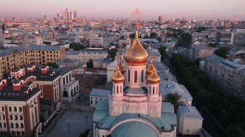 Aerial Backward View along City Church