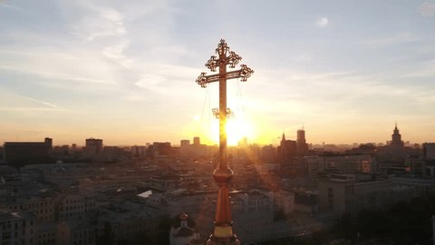 Aerial Orbit around Church Dome Cross