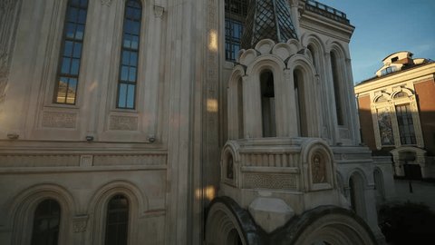 Drone Ascending along Church Architecture
