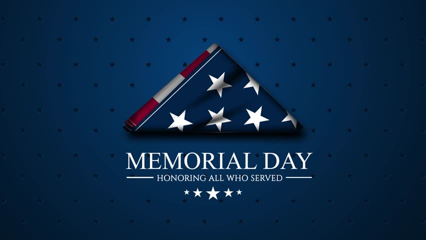 4K Animation of Memorial day and honoring all who served with rotating folded USA flag as a background. Great for use on Memorial Day event in United States. Memorial Day card animation.