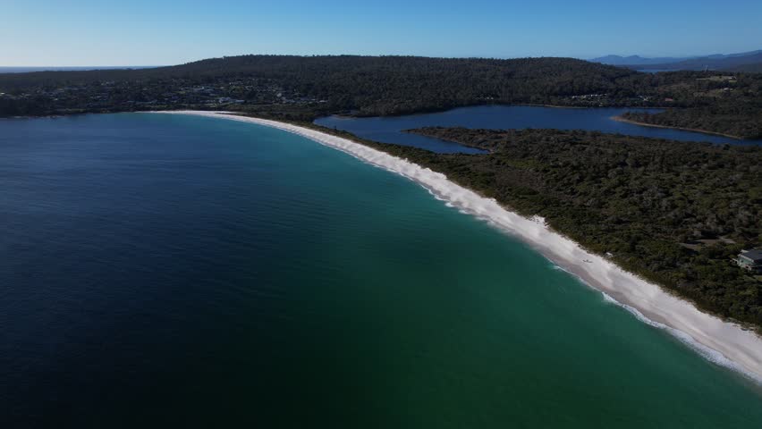 Baileys Beach Cove, Binalong Bay, Tasmania, Australia - Aerial Shot
