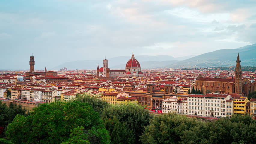 4K Time-Lapse Golden Light Over Medieval Florence, Tuscany, Italy	