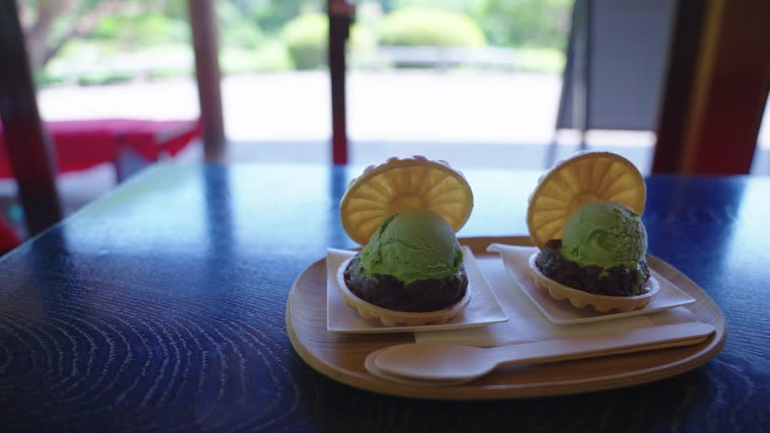 Japanese Wagashi, Sweets with Azuki Beans and Matcha Icecream, Tokyo