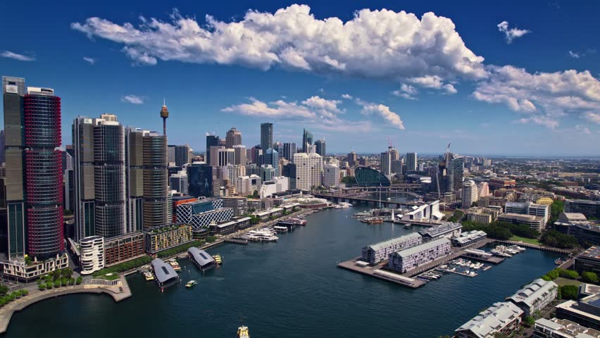 Urban Waterfront Overview, Detailed View Of Sydney Maritime Structures And Urban Planning Elements