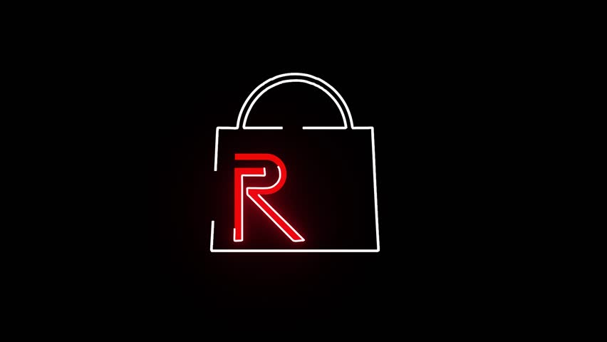 high quality nice back pack icon neon light moove motion 4k video on dark background