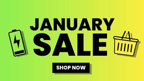Vibrant January Sale Shop Now Promotion Banner with E-commerce Icons and Modern Gradient Background for Online Retail Marketing Campaigns - Powered by Shutterstock - Get 15% off with code: PIKWIZARD15