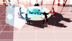 Business Team Discussing Strategy Around Digital Table in Futuristic Office Environment - Powered by Shutterstock - Get 15% off with code: PIKWIZARD15