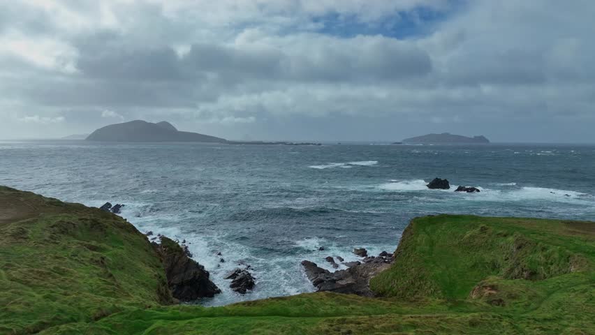 Wild Ireland romantic Blasket Islands in winter from Dounquin Dingle Peninsula Kerry