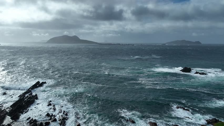 Wild Atlantic storm batter Slea Head Dingle Kerry and Blasket Islands storm season has begun