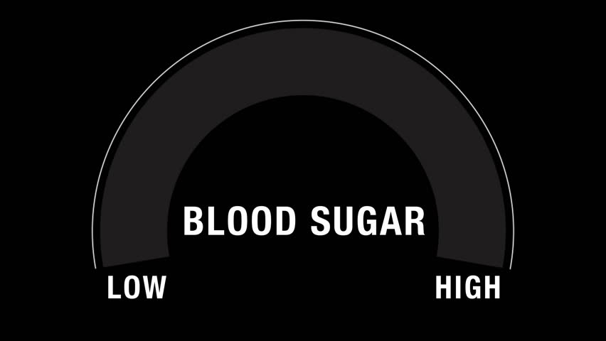 Neon style blood sugar meter animation shifting from green to red levels, symbolizing health status, performance intensity, and vital measurements.