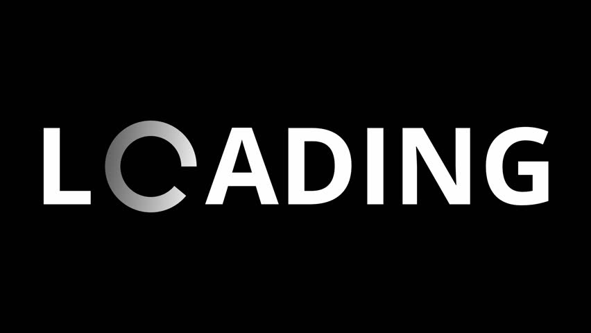 Loading bold big typography circular shape animation on a dark background