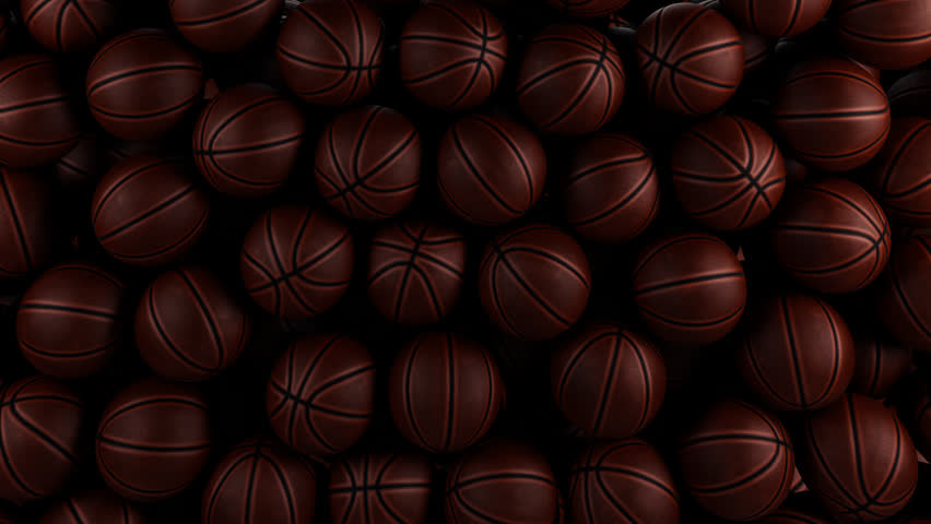 3D animation of new basketballs falling and filling the screen. High quality basketball game overlay with alpha channel.