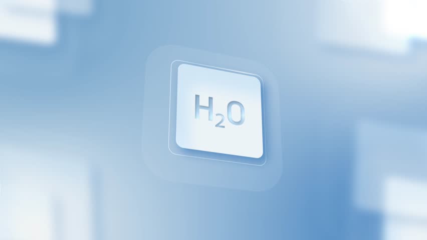 H2O Water Chemical Formula Kinetic Typography Animation. Science Motion Graphics molecular bond Hydrogen Oxygen. Liquid Purity, Hydration, Environmental Resources, biology, chemistry, clean energy, essential.