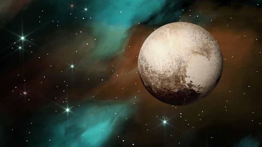 Planet of the solar system Pluto. 3d animation. 4k.
