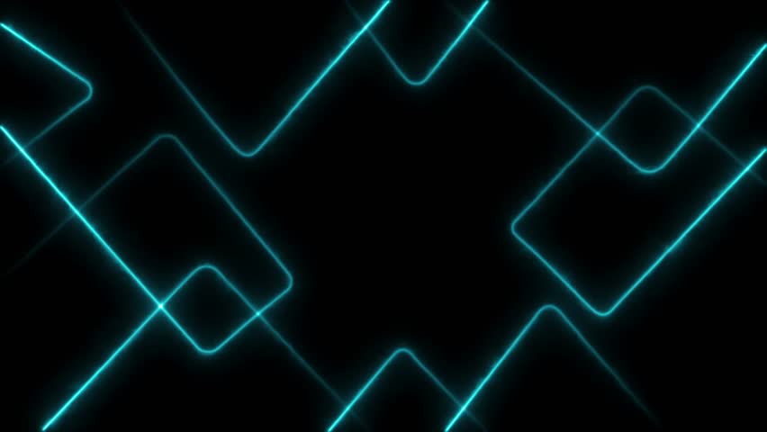 The design features bright, cyan-colored lines forming abstract, angular patterns against a black background. 