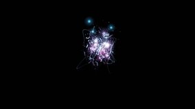 Vibrant 3D cosmic explosion of cyan, purple and pink glowing particles and tendrils bursts against deep black void, radiant energy sparks 4K. - Powered by Shutterstock - Get 15% off with code: PIKWIZARD15