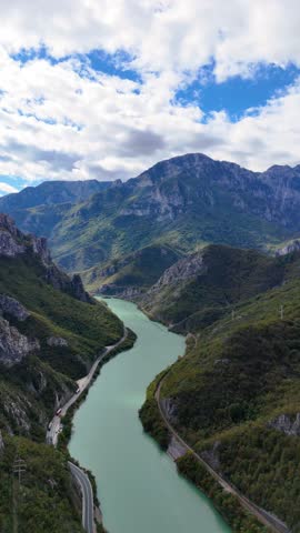 Amazing road in Bosnia and Herzegovina, with a river and mountains. Taken with my drone.