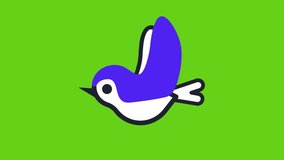 Stylized animated blue and white bird icon flaps its wings repeatedly on a solid bright green screen suggesting motion and communication often associated with social media platforms. - Powered by Shutterstock - Get 15% off with code: PIKWIZARD15