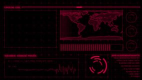Animated Magenta red color hi tech HUD animation with random codes and binary code matrix design black technology background - Powered by Shutterstock - Get 15% off with code: PIKWIZARD15
