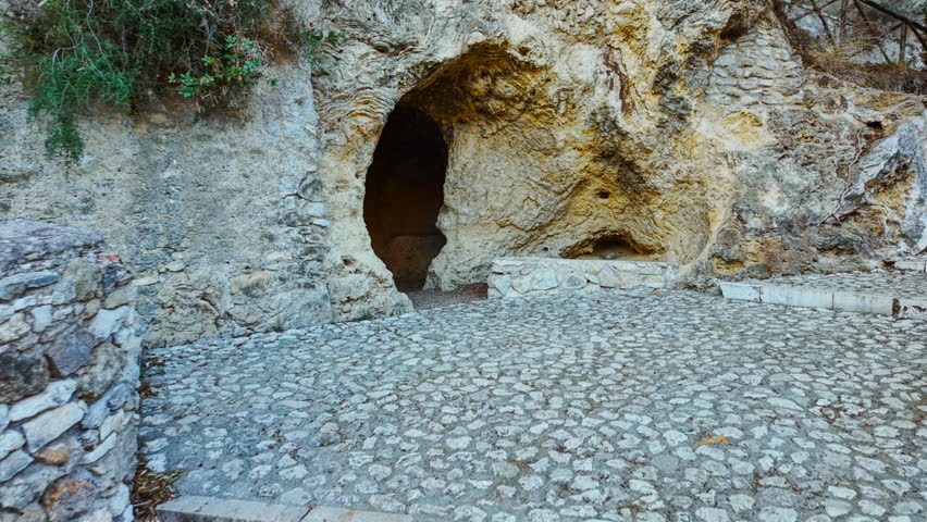 Establishing shot of the mesmerizing waterfalls in Tivoli, Lazio, Rome, Italy
