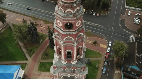 Aerial Close View Cathedral Clock Tower