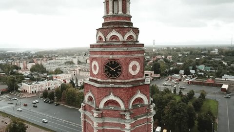 Aerial View of Historic Clock Tower in Bronnitsy