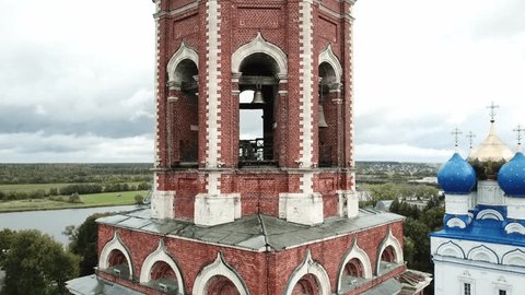 Drone Descending Next to Cathedral Bell Tower