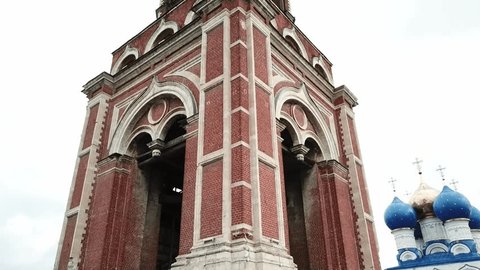 Aerial Drone Shot of Cathedral Bell Tower in Bronnitsy
