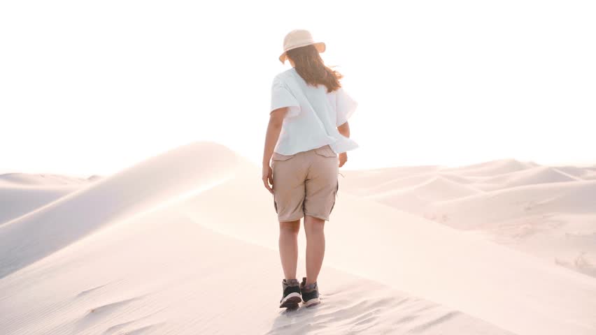 Woman trekking in the mountains.