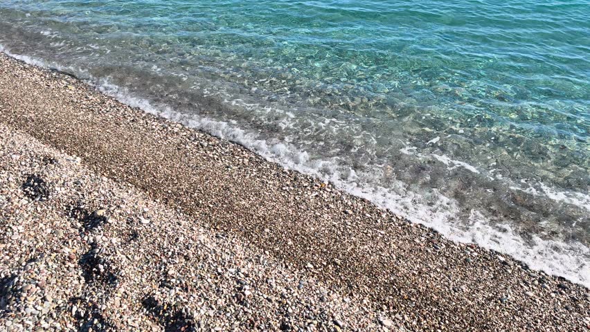 Relaxing Seashore Landscape Under Open Sky. Coastal Scenery with Sea and Horizon Video. Peaceful Seaside Landscape with Calm Ocean View.