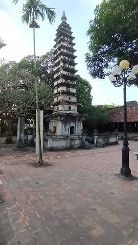 The beautiful scenery of the ancient pagoda at Pho Minh Temple on a winter afternoon. The outskirts of Nam Dinh city, Ninh Binh province, Vietnam, December 15, 2025.