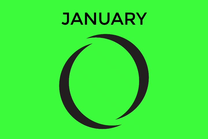 January 24 calendar with circle frame on green screen