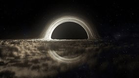Dramatic detailed growing view of a glowing black hole in outer space, with glowing accretion disk and warped light against a star filled cosmic background. 14994 - Powered by Shutterstock - Get 15% off with code: PIKWIZARD15