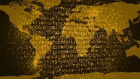 Digital world map with binary code and login screen in gold username - Powered by Shutterstock - Get 15% off with code: PIKWIZARD15