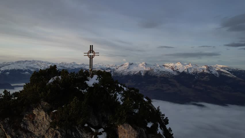 Morning hour in the mountains with beatiful vies on Alpspitz and the swiss alps in the background.