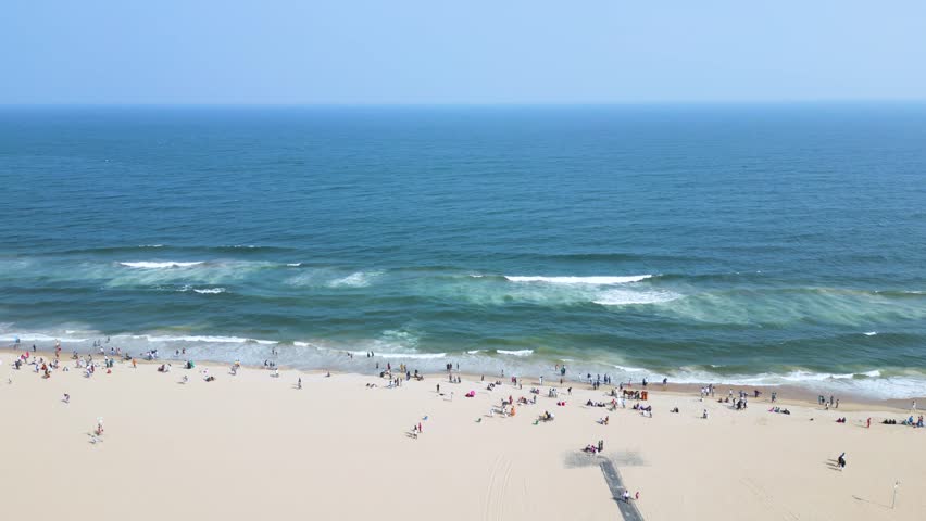 Aerial view of Marina Beach, This a natural urban beach in Chennai, Tamil Nadu, India,