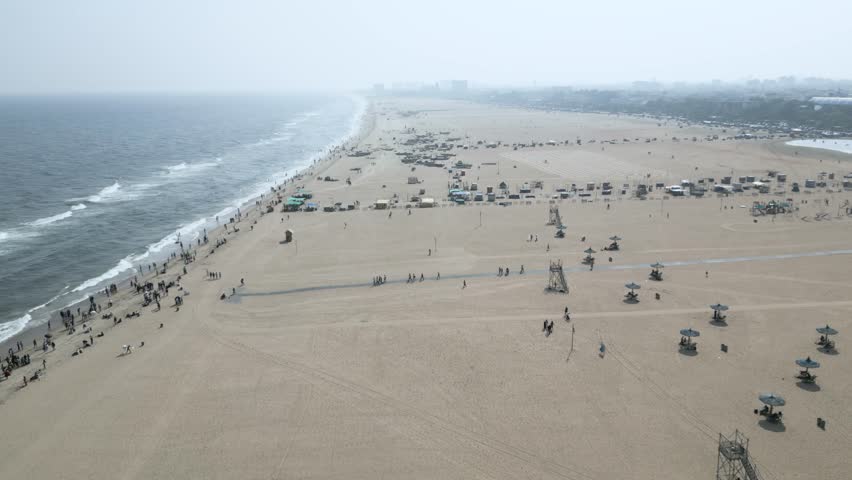 Aerial view of Marina Beach, This a natural urban beach in Chennai, Tamil Nadu, India,