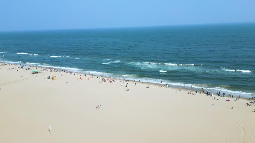 Aerial view of Marina Beach, This a natural urban beach in Chennai, Tamil Nadu, India,