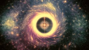 Abstract spiral nebula with glowing golden core and swirling star dust in deep space background - Powered by Shutterstock - Get 15% off with code: PIKWIZARD15