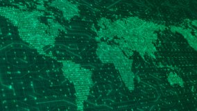 Looping Digital World Map of Binary Code and Numbers on Futuristic Global Network Background - Powered by Shutterstock - Get 15% off with code: PIKWIZARD15