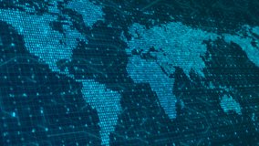 Looping Digital World Map of Binary Code and Numbers on Futuristic Global Network Background - Powered by Shutterstock - Get 15% off with code: PIKWIZARD15